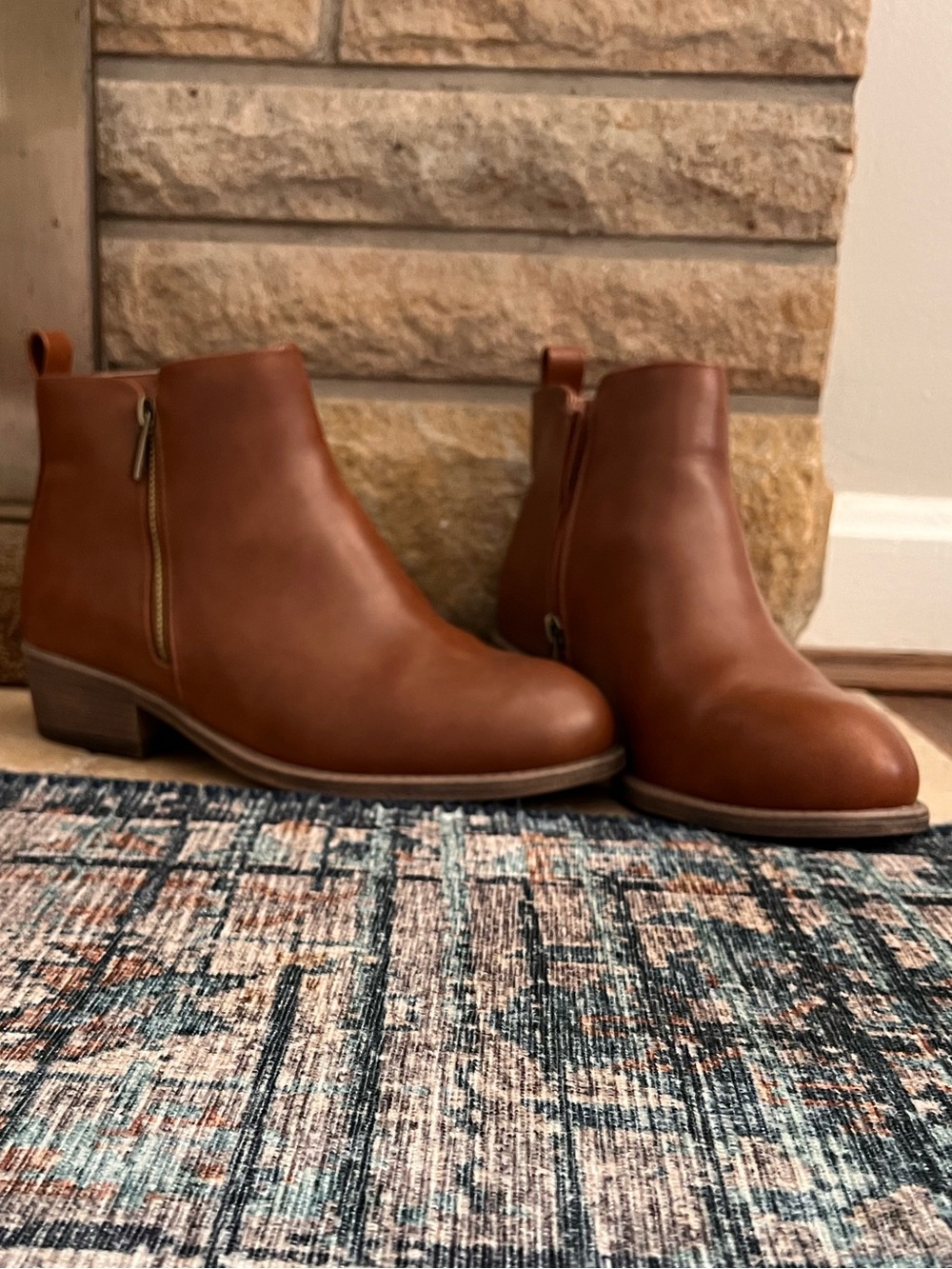 Classic Brown Leather Ankle Booties with Side Zip